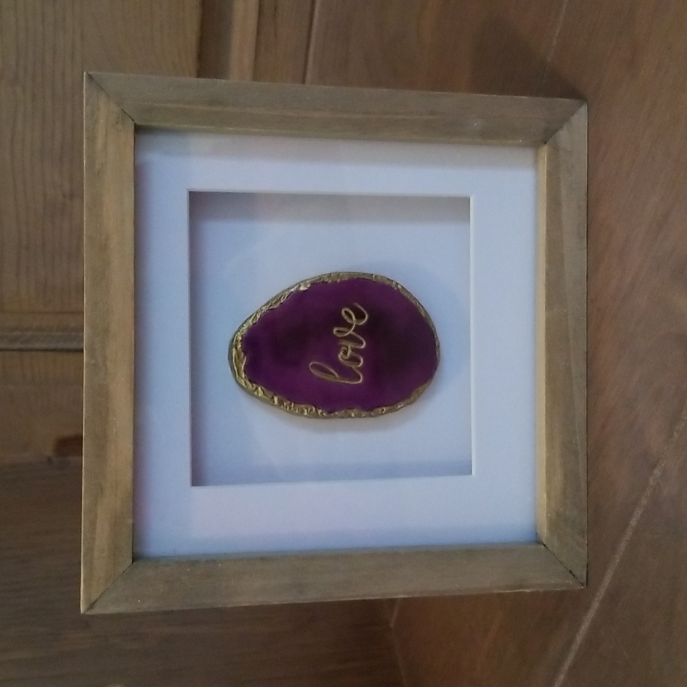 Faux amethyst geode love picture